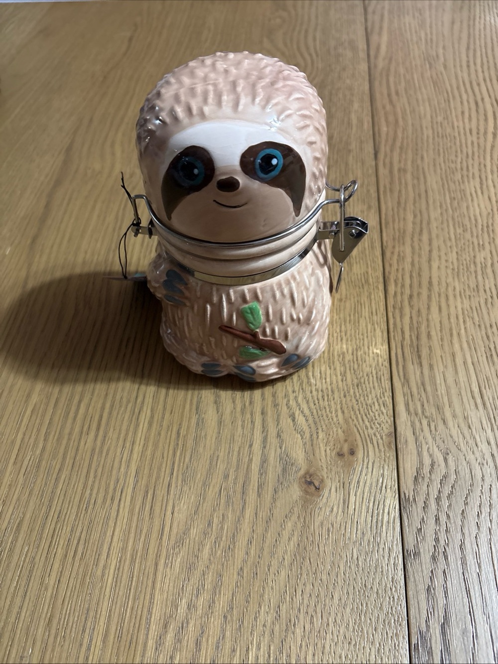 Boston Warehouse Pink Sloth Ceramic Jar with Clamp Lid